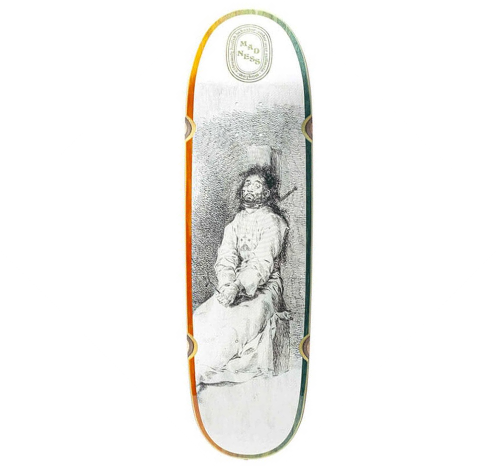 Madness 9" Bound Garroted Man Resin-7 White Embossed Bottom Skateboard Deck