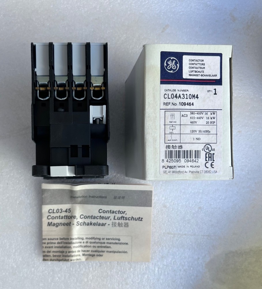 GE CL04A310M Contactor 120V Coil LB3A4