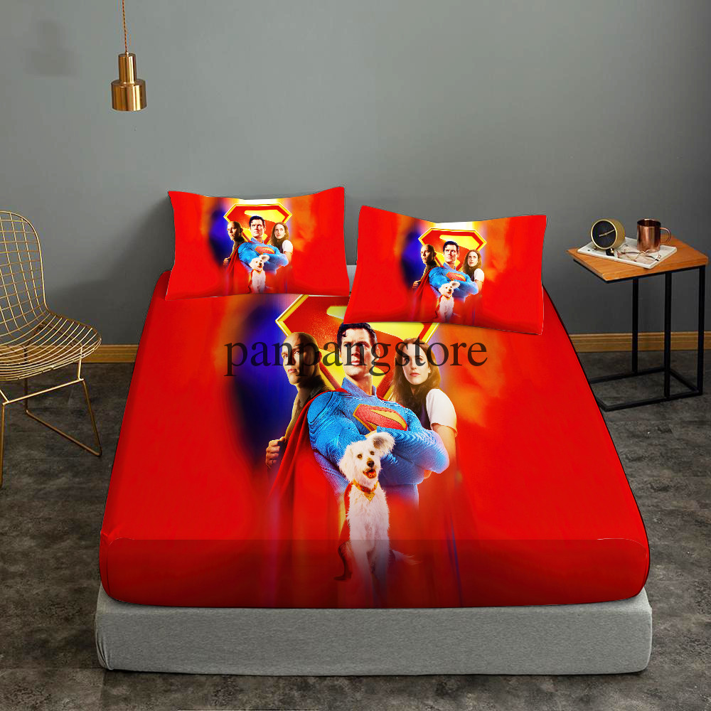 superman Fitted Sheet Set Deep Pocket Bed Sheets&Pillowcase 3PCS Bedding Sets