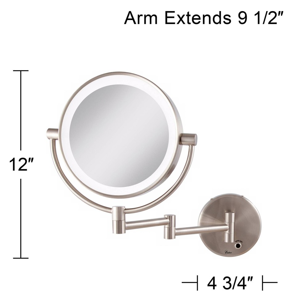 Zadro Satin Nickel Battery Powered Adjustable LED Light Vanity Wall Mirror