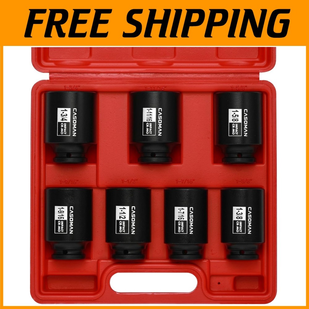 Industrial Impact Socket Set, 1-3/8" - 1-3/4", 7-Piece