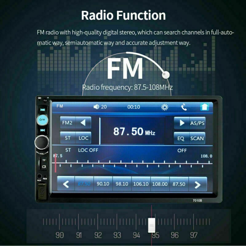 For AUX MP5 Player 7" Double 2DIN Bluetooth Touch Screen Stereo Radio USB Camera