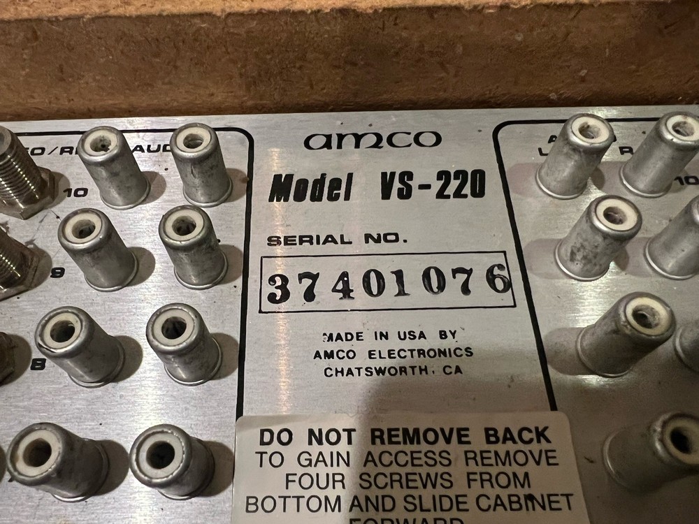 Amco Model VS-220 Vintage Amco Video & Audio Selector, Untested