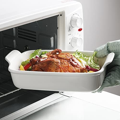 Baking Pans Set, Ceramic 9x13 Baking Dish with White Smooth baking dish set