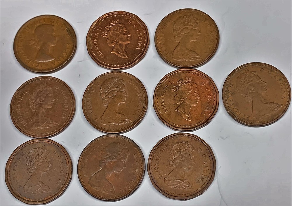 # C3133   CANADA SMALL CENTS,     10  DIFFERENT  DATES