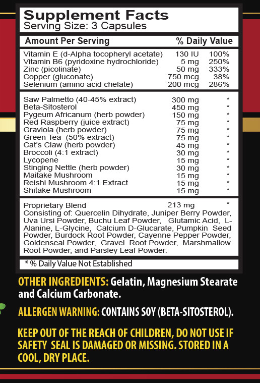 urinary pain relief- PROSTATE SUPPORT Advanced Complex -1B- Graviola B-6