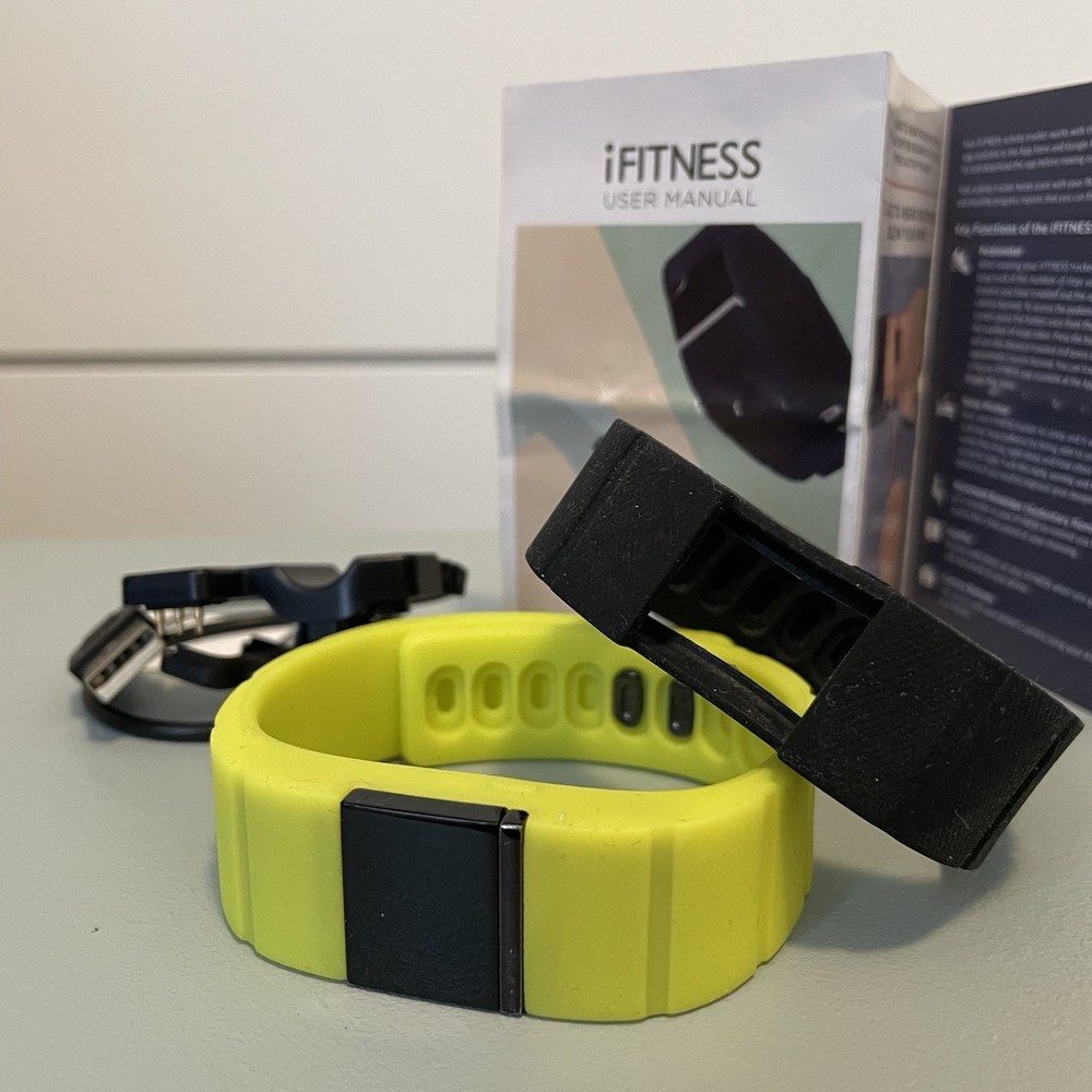 iFITNESS ACTIVITY STEPS PEDOMETER TRACKER - YELLOW &  BLACK BANDS ANDROID IPHONE