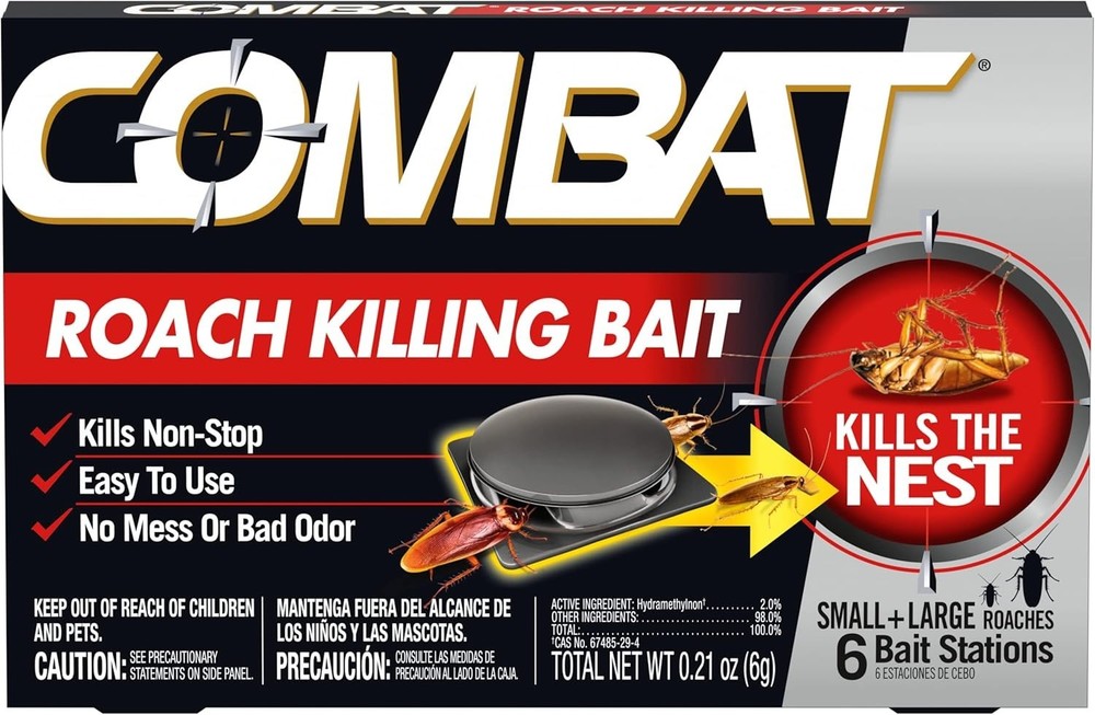 Combat Roach Killing Bait Stations for Small and Large Roaches, 6 Count...