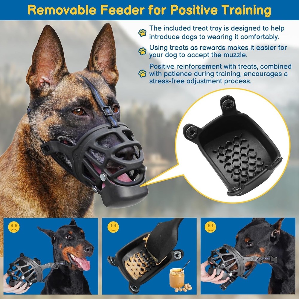 BARKLESS Basket Muzzle for Large Dogs, Humane Muzzle to Prevent Biting and Scave