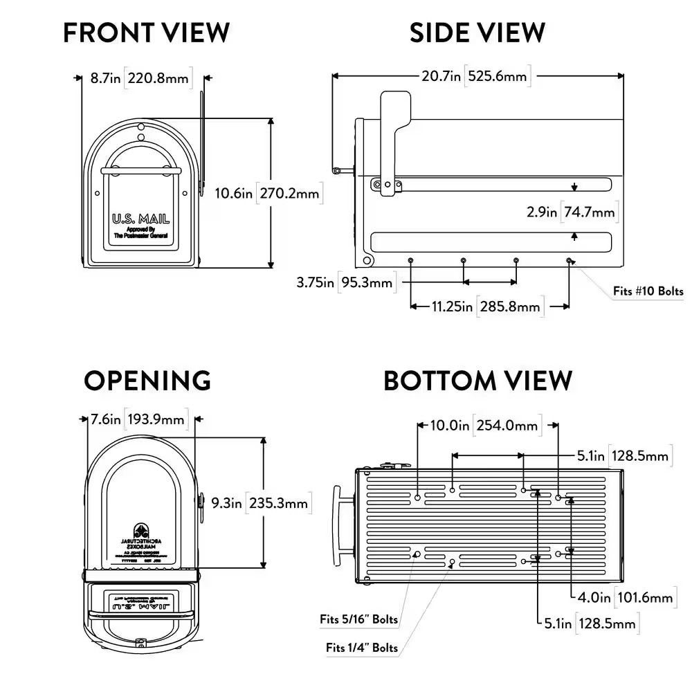Boulder Red, Large, Steel, Post Mount Mailbox with Silver Handle and Flag