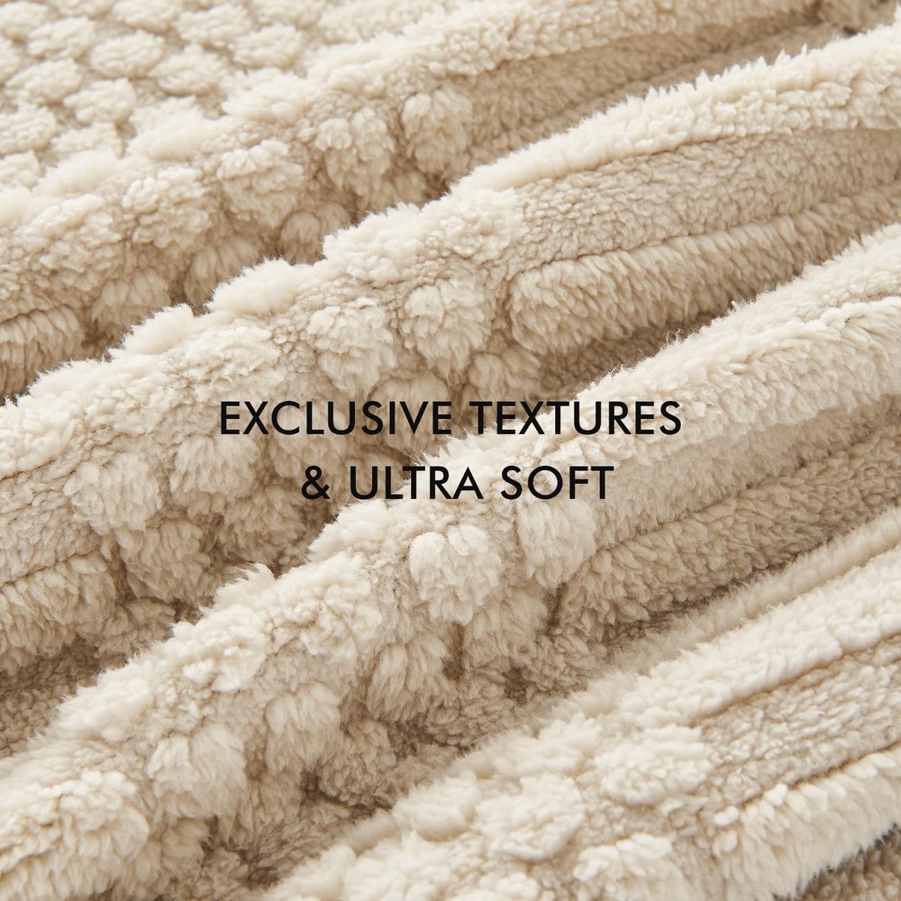 Throw Blanket for Couch-Beige Boho Throw Blanket, Tan Soft Fleece Plush Light...
