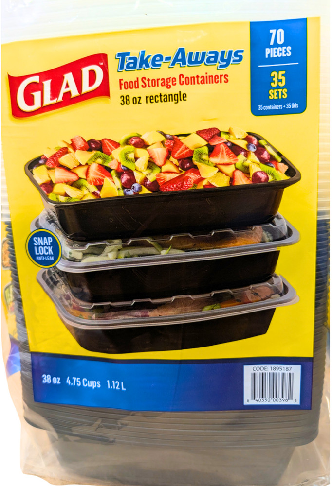 Glad Take-Aways Food Storage Containers Rectangle Multiuse 38 oz 70 Count