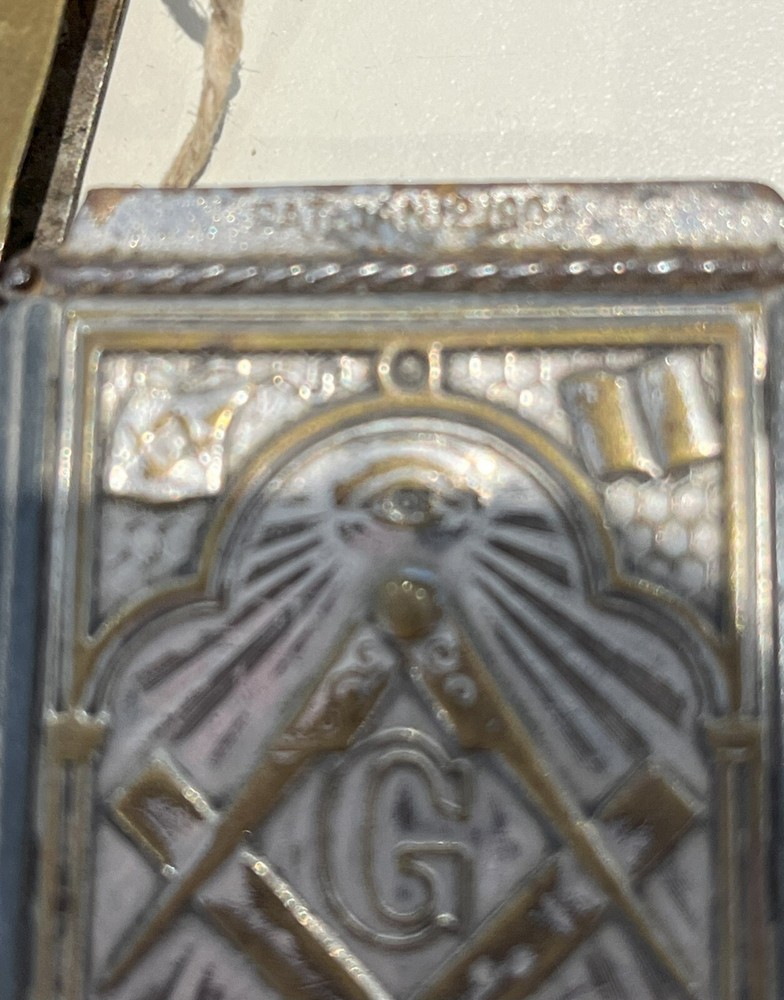 19th century Brass Flip Top Match Safe with Masonic Emblems