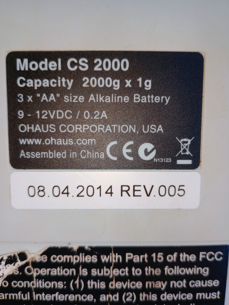 Ohaus CS 2000 Top Loading Balance 2000g Digital Lab Scale Laboratory