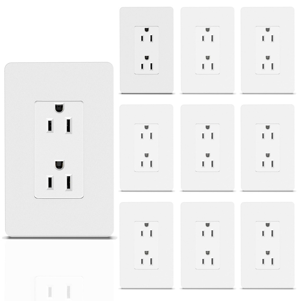 ThunderWay Matte White Decorator Receptacle Wall Plate Included,