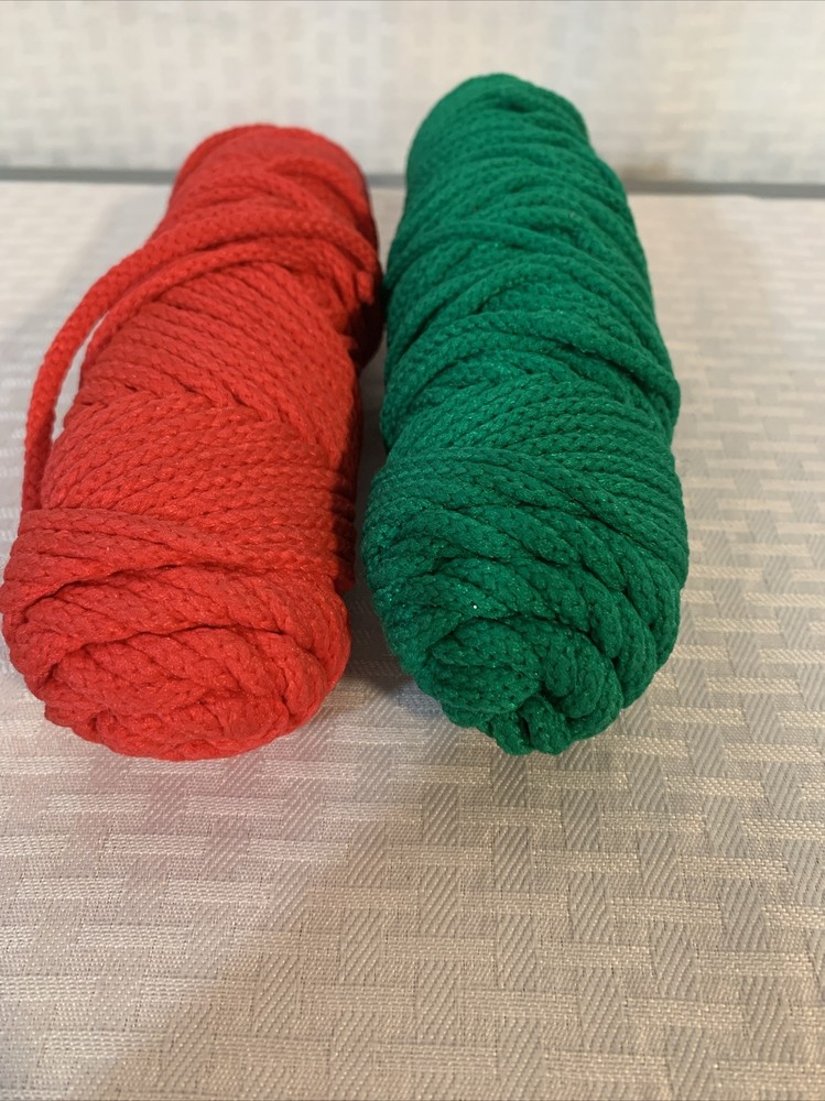 2 Rolls Crochet Cord Red & Green 3-4 mm