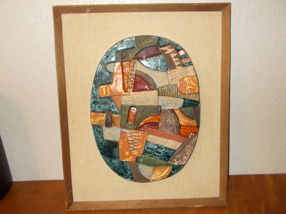VTG Ruth Factor Handmade Glazed 12" X 9" Ceramic Oval Tile