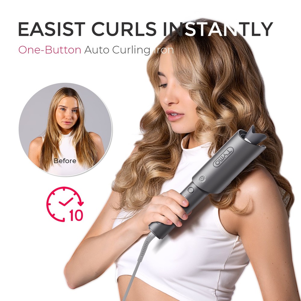 TYMO CURLPRO Automatic Curling Iron, 1 inch, Gray