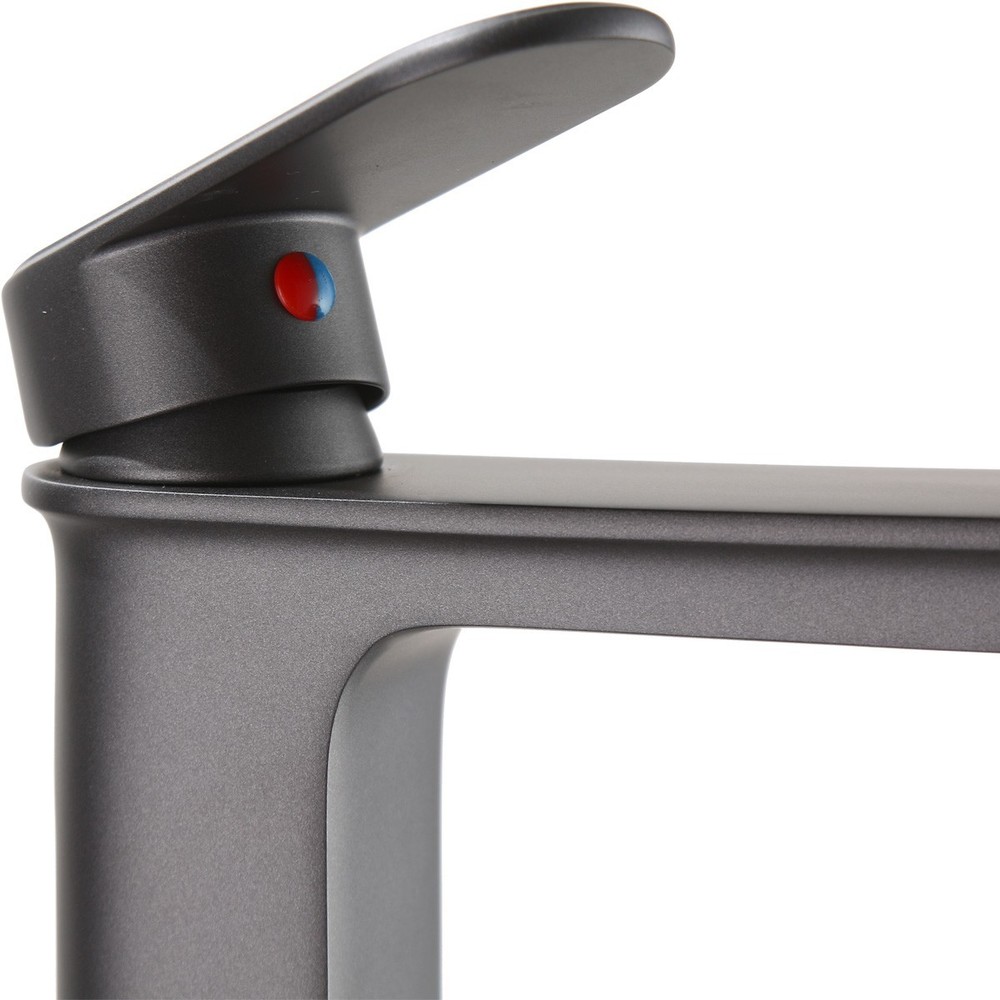 Gray Bathroom Sink Faucet Solid Brass