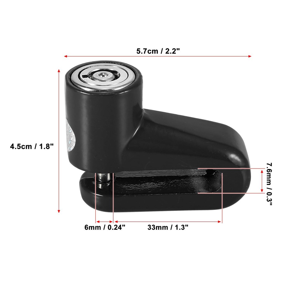 Universal Motorcycle Disc Brake Lock Black with Red Rope Set