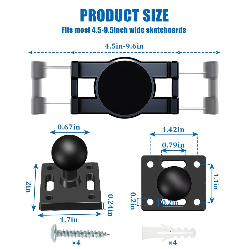 1PCS Skateboard Wall Mount, 360° Rotating Skateboard Wall Hanger, Extending a...