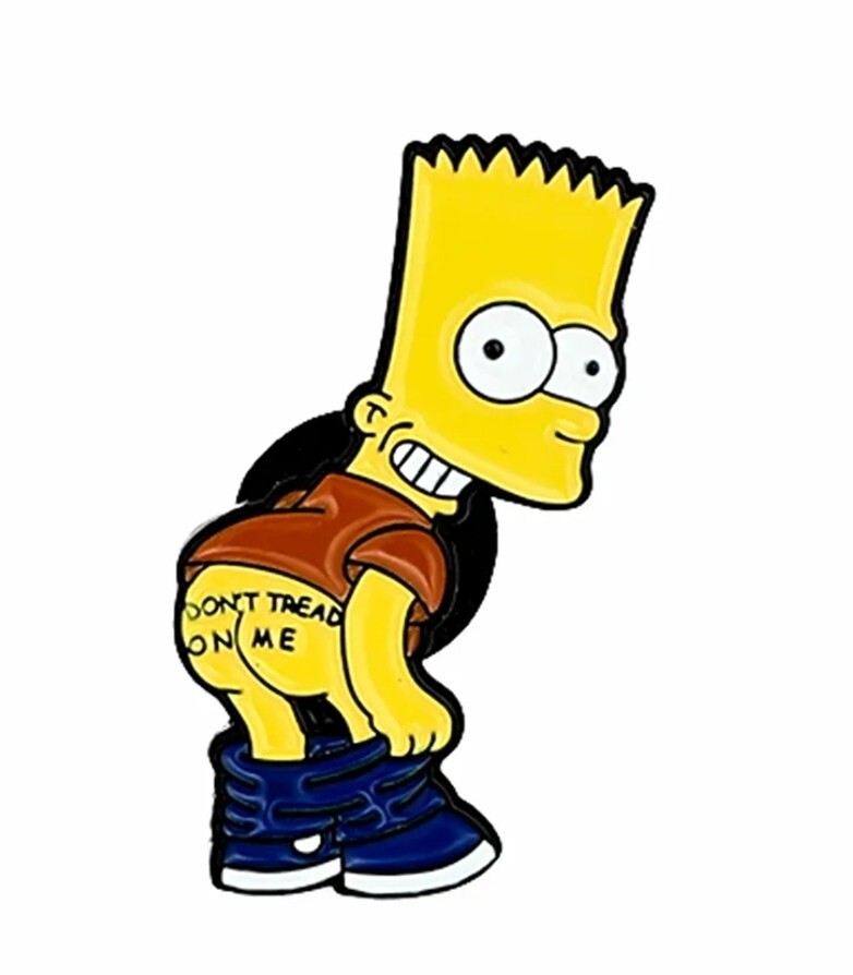 The Simpsons - Bart Butt Mooning "Don't Tread On Me" Enamel Lapel Backpack Pin