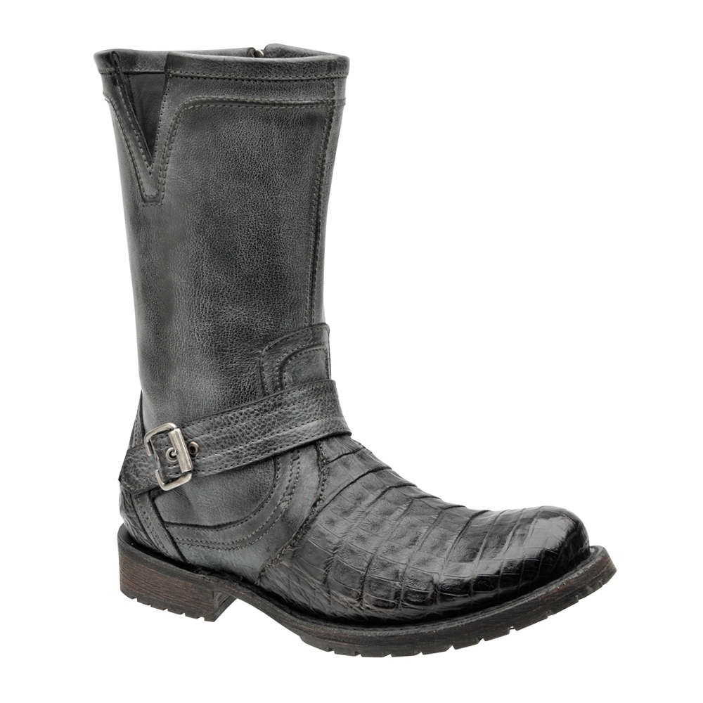 2E09FY Crocodile  Biker boots made by Cuadra Boots