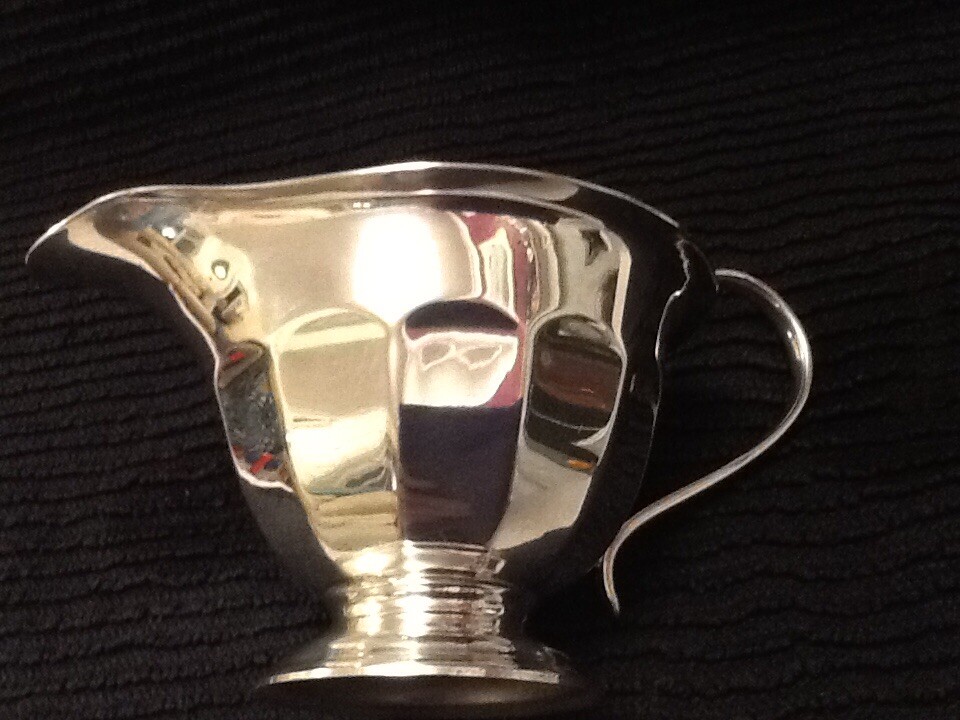 Pretty 12 Sided Silver Plate Cream Jug. Sheffield.
