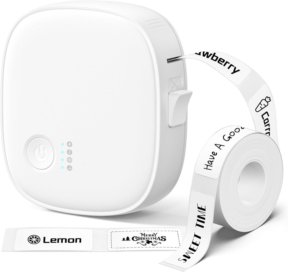 Mini Label Maker Machine with Tape AH-P05, Portable Bluetooth Mini Label Printer