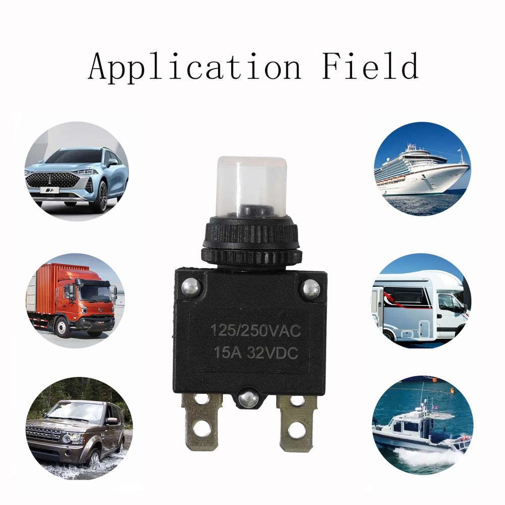 5pcs Push Button Reset 5 Amp Circuit Breakers with Manual Reset 32VDCAC125-25...
