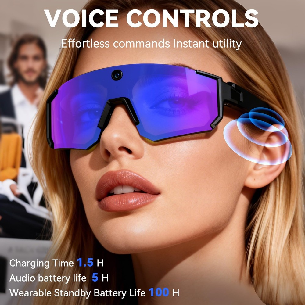 2026 Baseball Glasses with Camera,Running Glasses with Voice Control & Object...