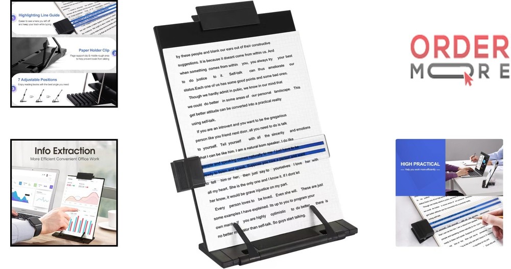 Desktop Document Holder Stand Metal Adjustable 7 Positions Office Reading