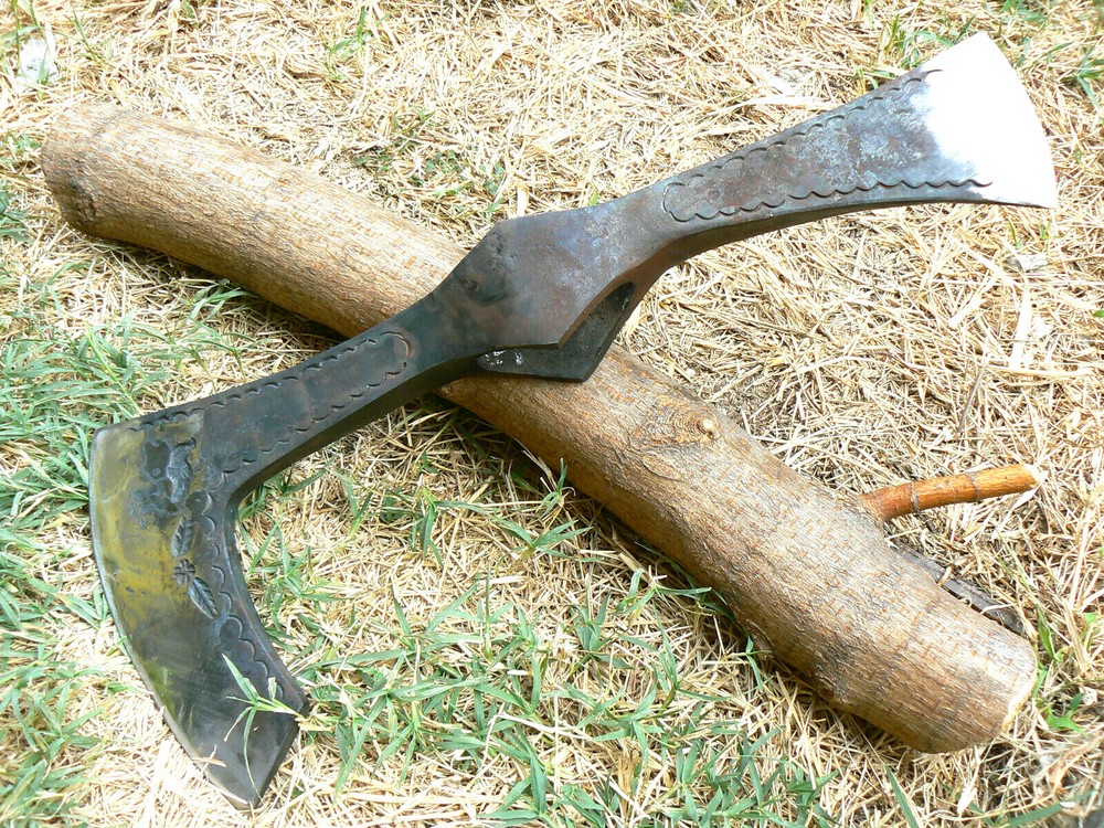 MUSEUM PATTERN HAND FORGED MEDIEVAL BATTLE WAR VIKING DOUBLE BIT BEARDED AXE #1