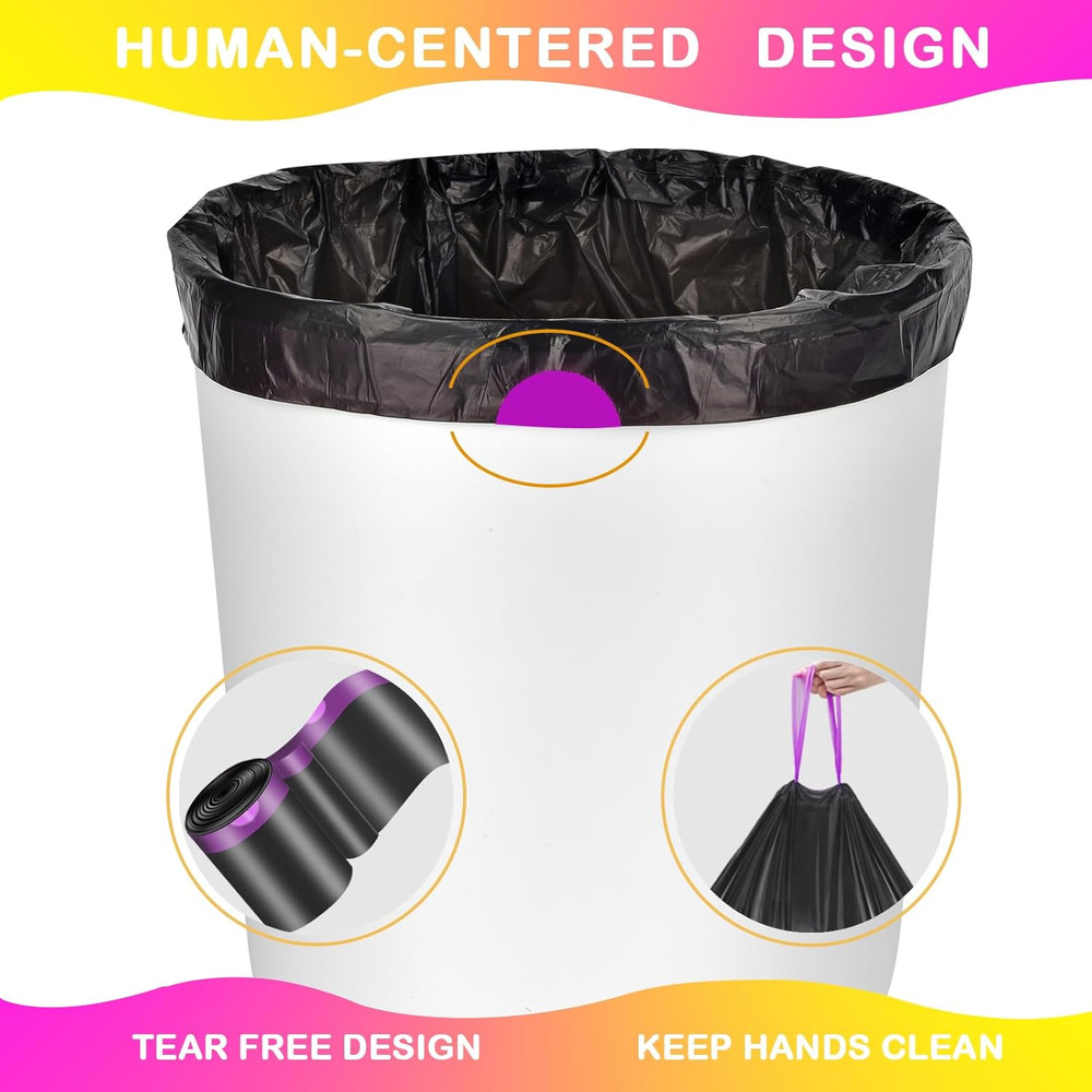 4 Gallon Drawstring Trash Bags,40 Count Black