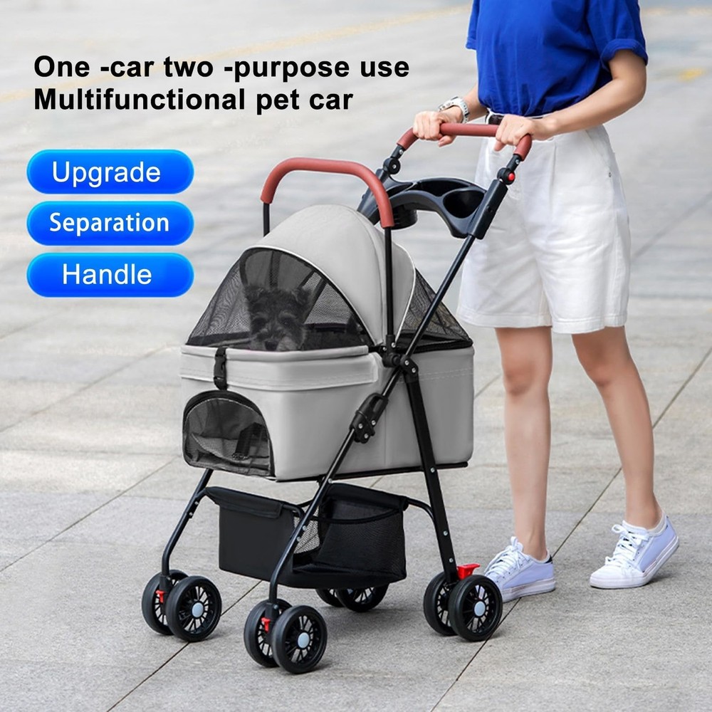 Pet Stroller for Medium Small Dogs/Cats - 4 Wheels Foldable Dog Stroller with...