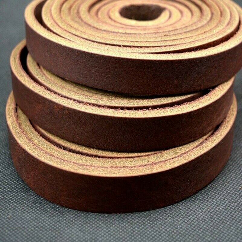 Genuine Real Leather Flat Cord Strap Rope String First Layer Cowhide Ribbon