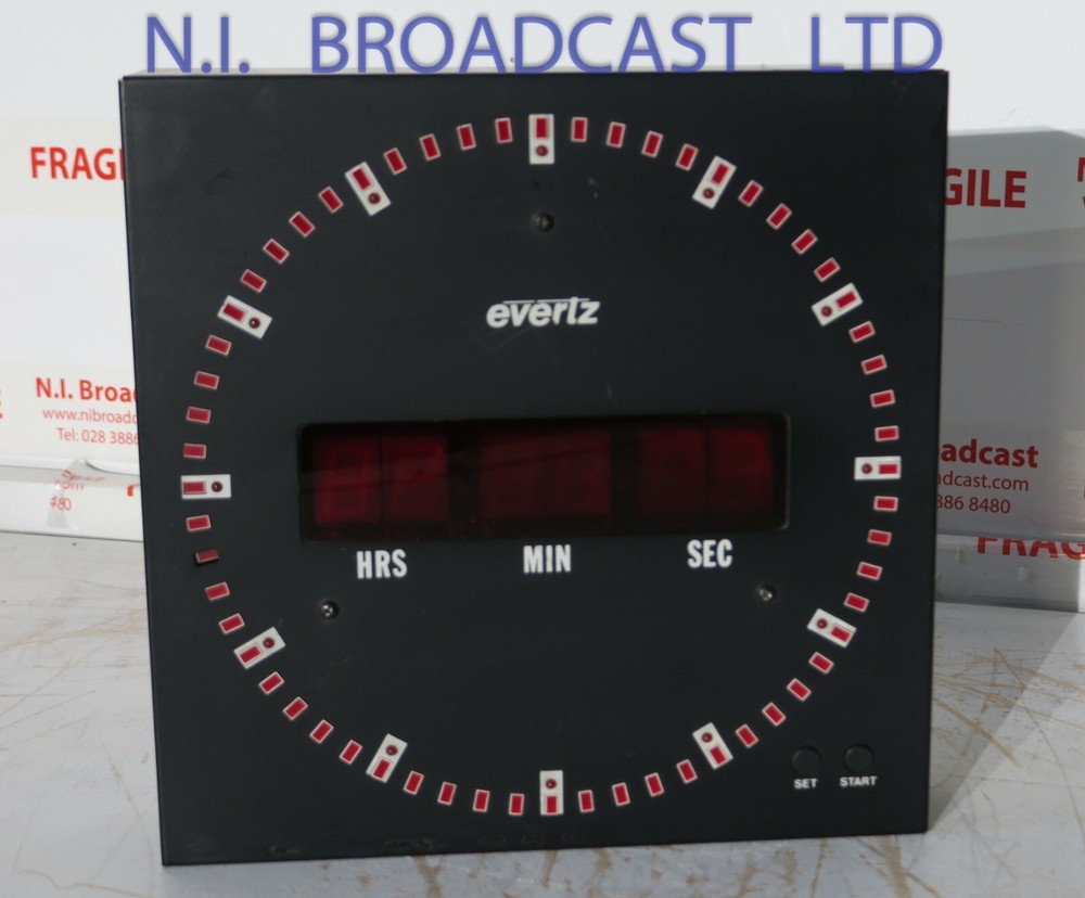 Evertz digital clock with timecode and manual start. (23cm)