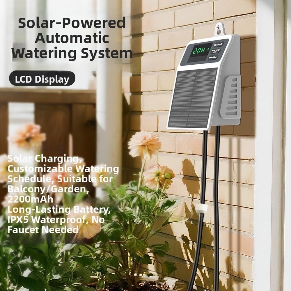 Balcony Friendly Solar Watering System with Adjustable Timer for Potted Plants