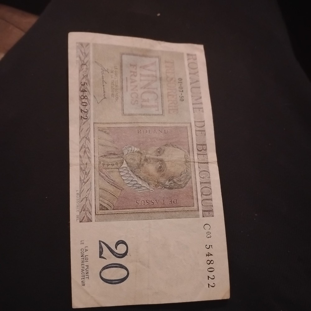BELGIUM 20 Francs 1950 P-132a UNC Uncirculated