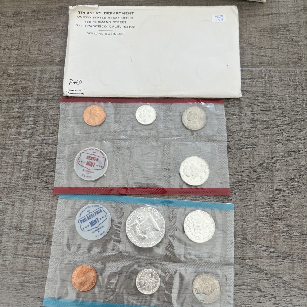 1963 P&D, U.S. Mint Silver Proof Set Exact Set Shown Missing 1 Half Dollar