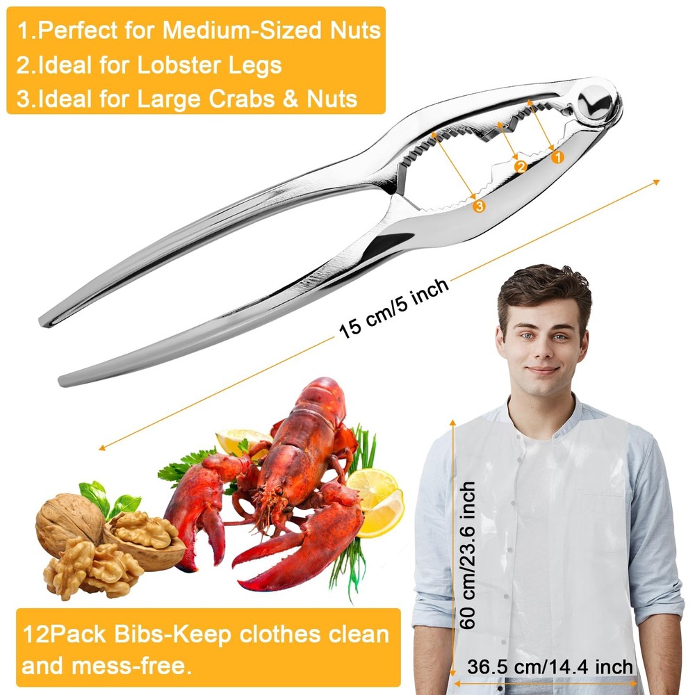 12Pack Crab Crackers and Tools Crab Legs Cracker Tool Set, Lobster Crackers, ...