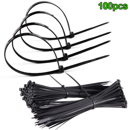 100pcs Black Self Locking Plastic Nylon Cable Ties, Wire Ties 2.5*150mm