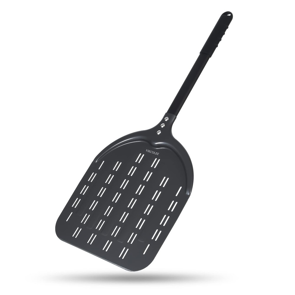 Perforated Pizza Peel, 12 x 14 Inch Rectangular Pizza Turning Peel, Professio...