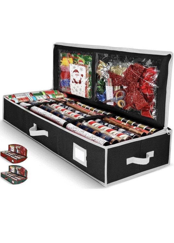 Premium Wrapping Paper Organizer Storage | Gift Wrap Holder with Extra Pockets