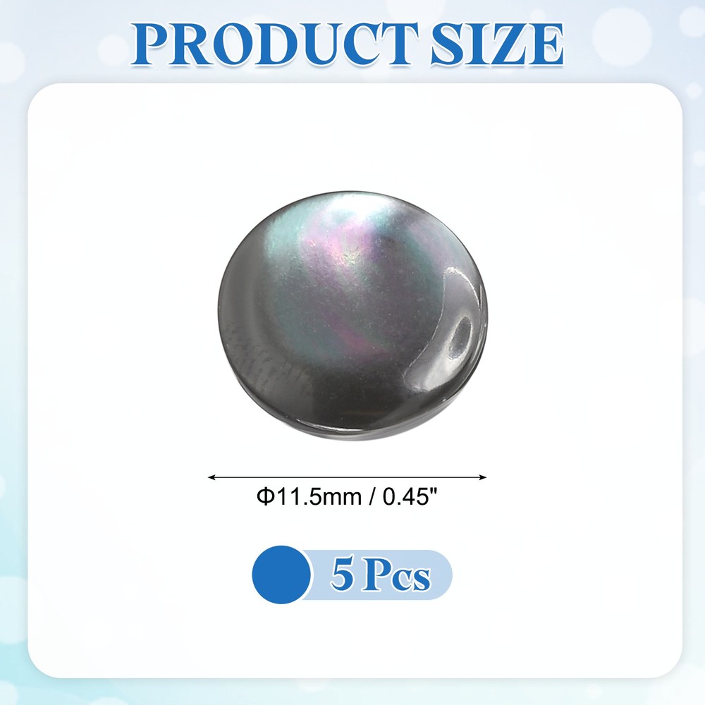 5Pcs Natural Shell Button, 11.5mm Curved Shell Shank Buttons, Grey/Silver