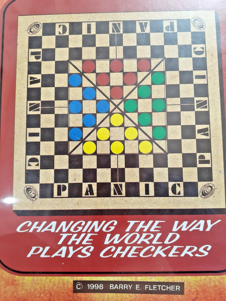 1998 Old Check University Board Games Ltd. Ed. PANIC 4 Player Checkers