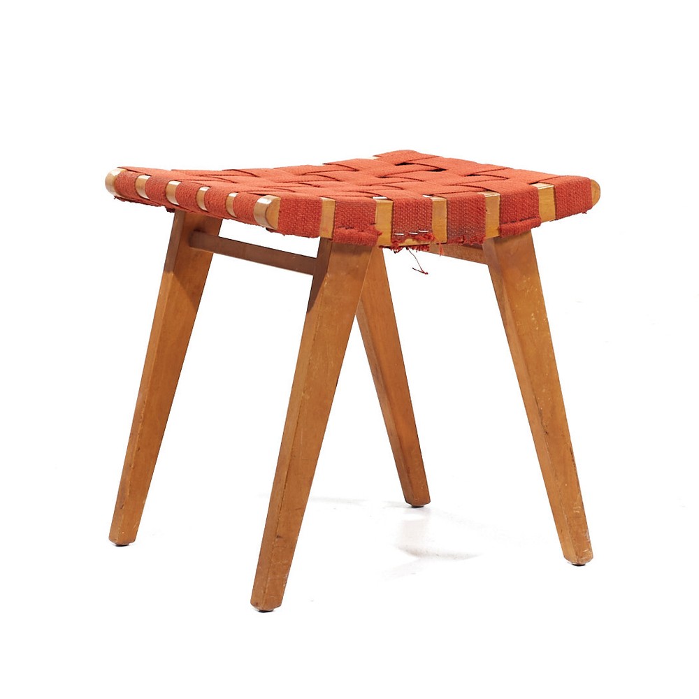 Jens Risom for Knoll Mid Century Strap Stool Ottoman