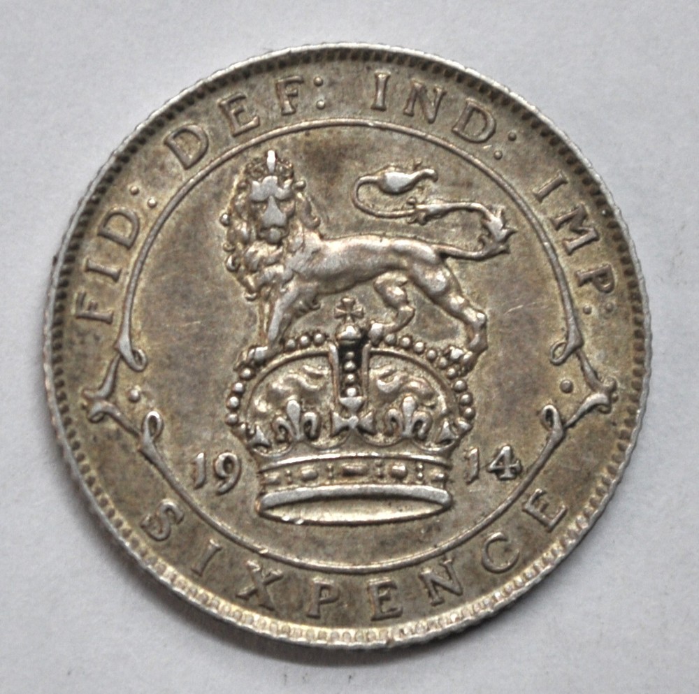 1914 Great Britain Sixpence
