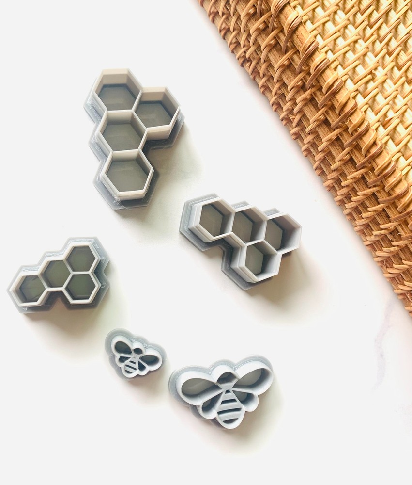 Honeycomb and Bee Polymer Clay Cutters