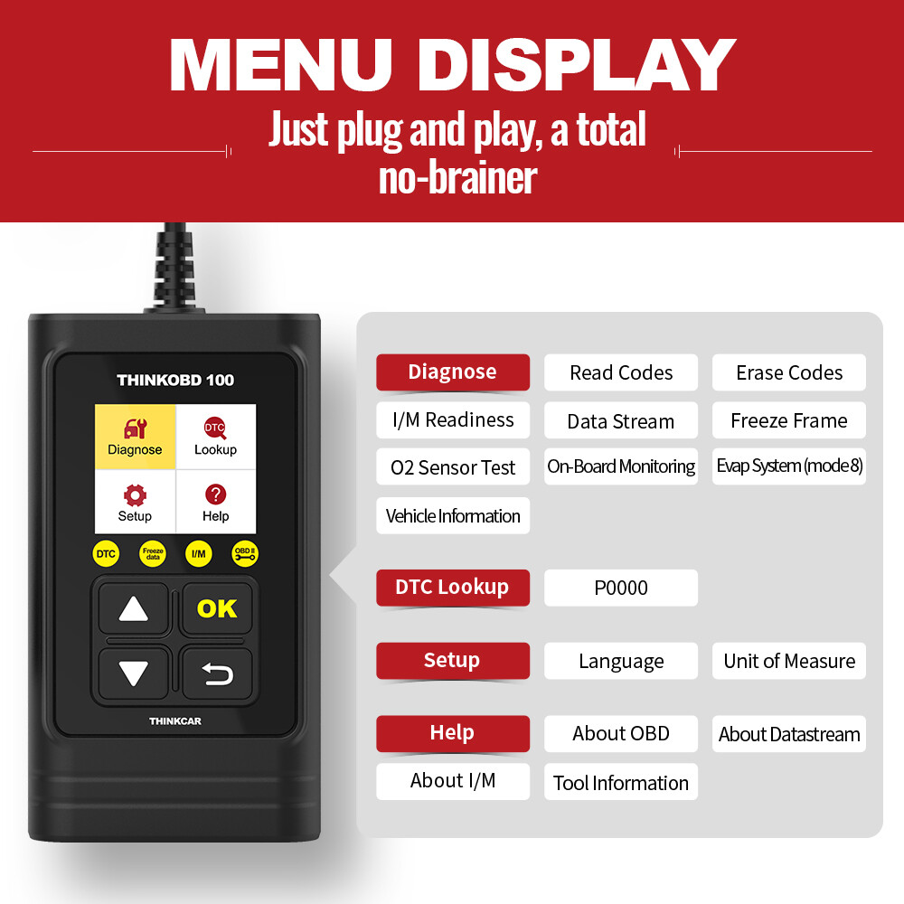 Thinkcar ThinkOBD 100 OBD2 Scanner Car Fault Code Reader Diagnostic Tool US